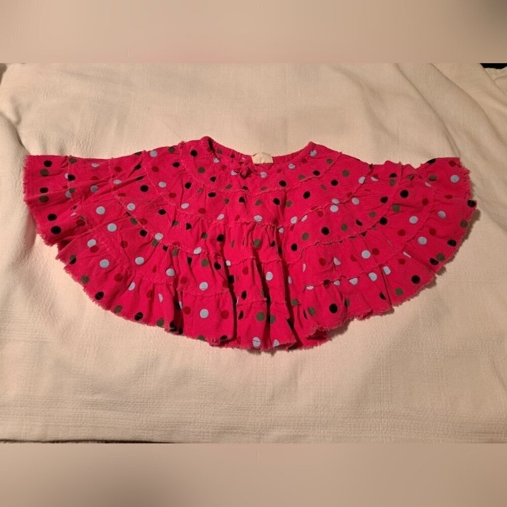 Mini Boden girls size 2-3 years pink corduroy 3 tiered skirt with dots VGUC